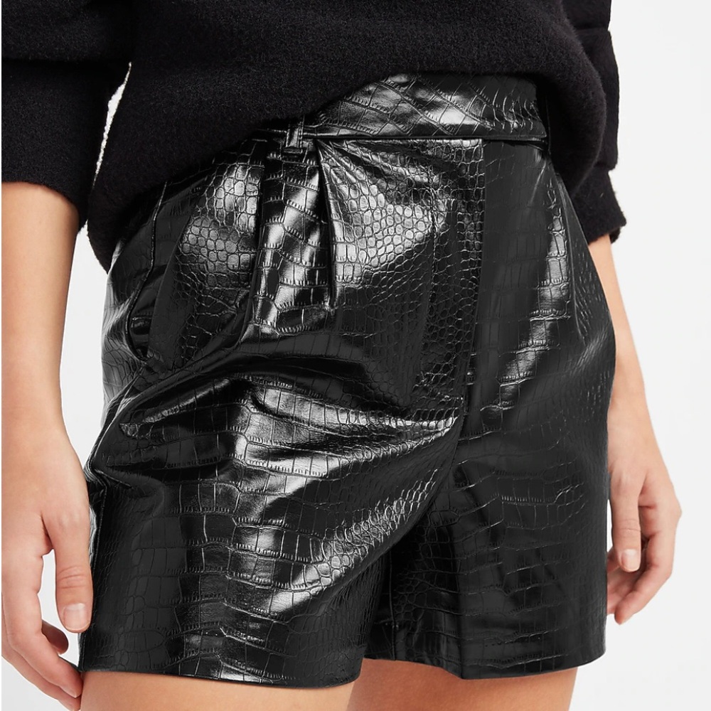 NWT Express Croc-Embossed Vegan Leather Shorts